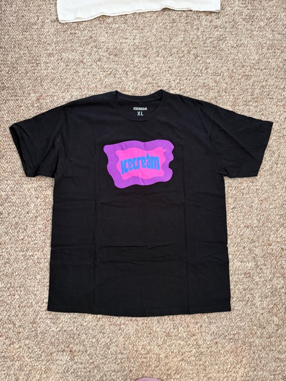 Icecream Black Tee with Purple and Pink Graphic
